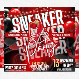 Sneaker Ball Flyer, Sneaker Ball Gala, Sneaker Ball Invite, Sneaker Gala Invitation, Social Media Flyer, Canva Birthday Flyer