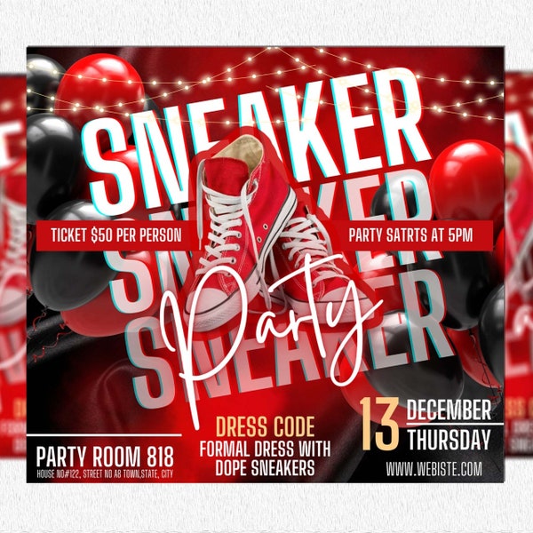 Sneaker Ball Flyer, Sneaker Ball Gala, Sneaker Ball Invite, Sneaker Gala Invitation, Social Media Flyer, Canva Birthday Flyer