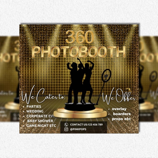360 Photo booth flyer, 360 Photo booth, Event flyer, Party flyer, Canva editable flyer, Social media flyer