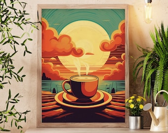 Retro Coffee Poster, Printable Wall Art, INSTANT DOWNLOAD, Espresso Wall Art, Kitchen or Coffee Bar Digital Prints