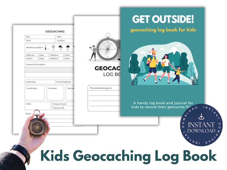 Printable Kids Geocaching Log Book Let Them Capture Their Geocache Printable Kids Geocaching Log Book Let Them Capture Their Geocache