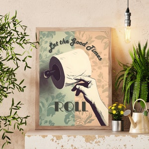 Bathroom Art Printable | INSTANT DOWNLOAD | Funny Wall Art Poster | Bathroom Home Decor | Toilet Roll Illustration