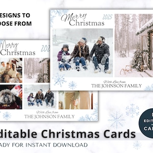 Editable Photo Christmas Card 2025 | Edit in Canva | 5x7 Template Printable Xmas Card | Photo Holiday Card with Pictures | INSTANT DOWNLOAD
