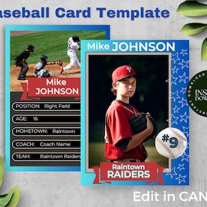 Modello di carta da baseball / Crea facilmente carte personalizzate per i membri della squadra / Modello digitale Canva modificabile / Modello di carta da gioco da baseball