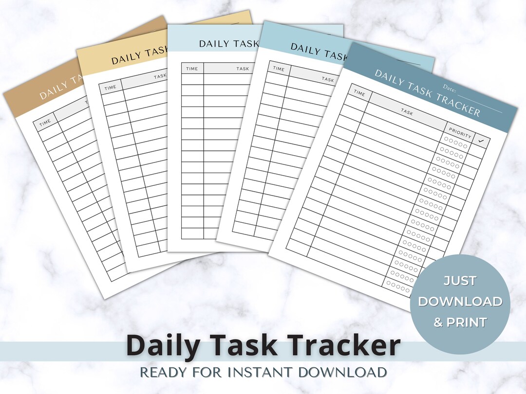 Daily Task Tracker Blue & Gold Office Planner Work Todo Etsy