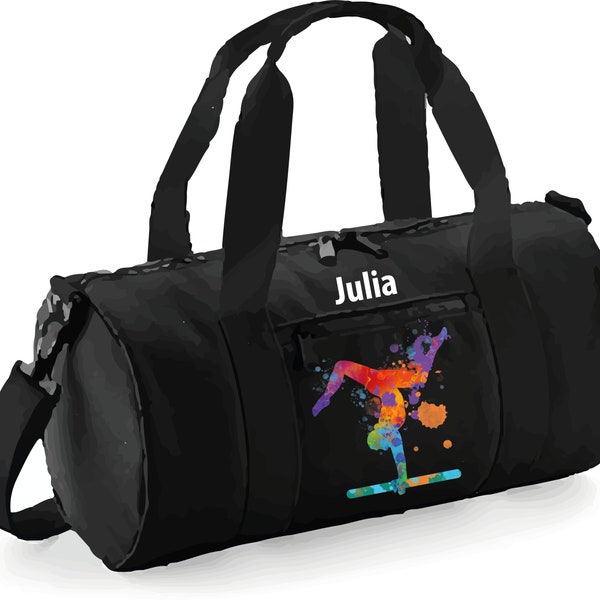 Tolle Personalisierte Tasche mit Gymnastik Motiven,  Turnmotiv Tasche, Tasche zur Einschulung, Tasche für den Sport als Geschenk,