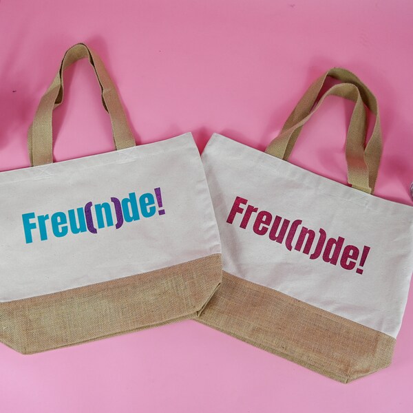 Canvas Tasche mit individuellen Freu(n)de / L(i)ebe Print