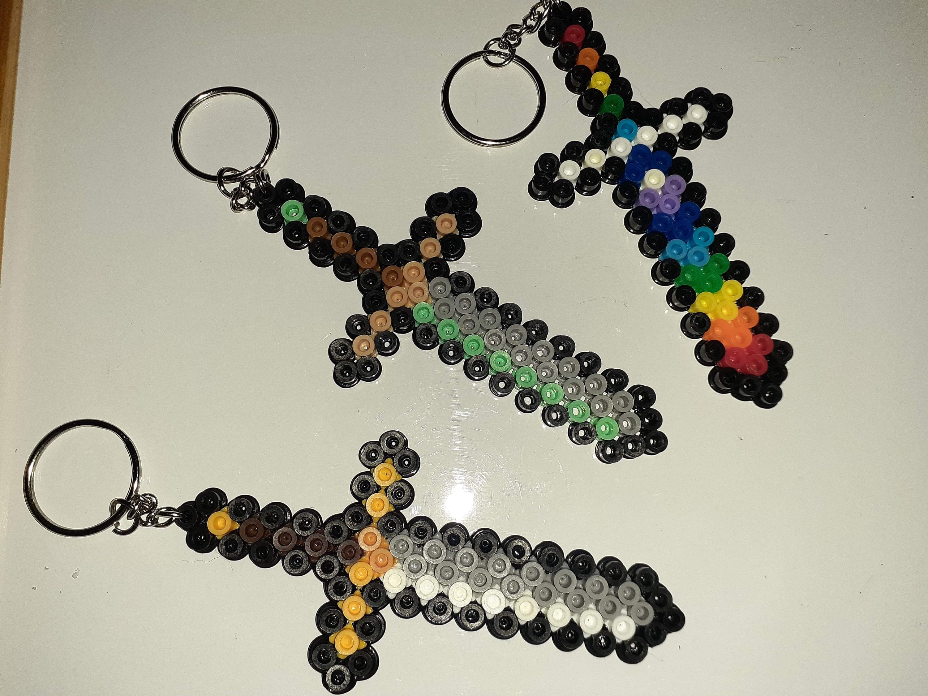 Minecraft Sword Keychain Made of Perler Beads Etsy