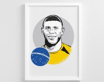 Ronaldo, World cup, Brazil, Football, Soccer, Icon, Samba, Galactico,  Original, Wall art, Print