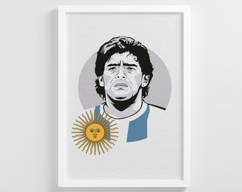 Diego Maradona, El Pibe de Oro, World cup, Argentina, Football, Mexico 86, Italia 90, Icon, Original, Wall art, Print