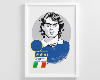 Paolo Maldini, World cup, Italy, Football, Mexico 86, Italia 90, Icon, Original, Wall art, Print