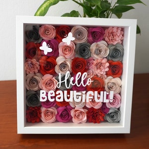 Flowers for girlfriend, personalized paper flower shadow box for mom, Anniversary, Birthday, Valentine's Day, Baby