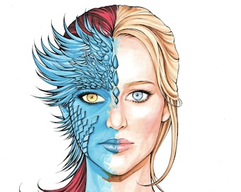 Mystique X Raven (Artist signed mini print）