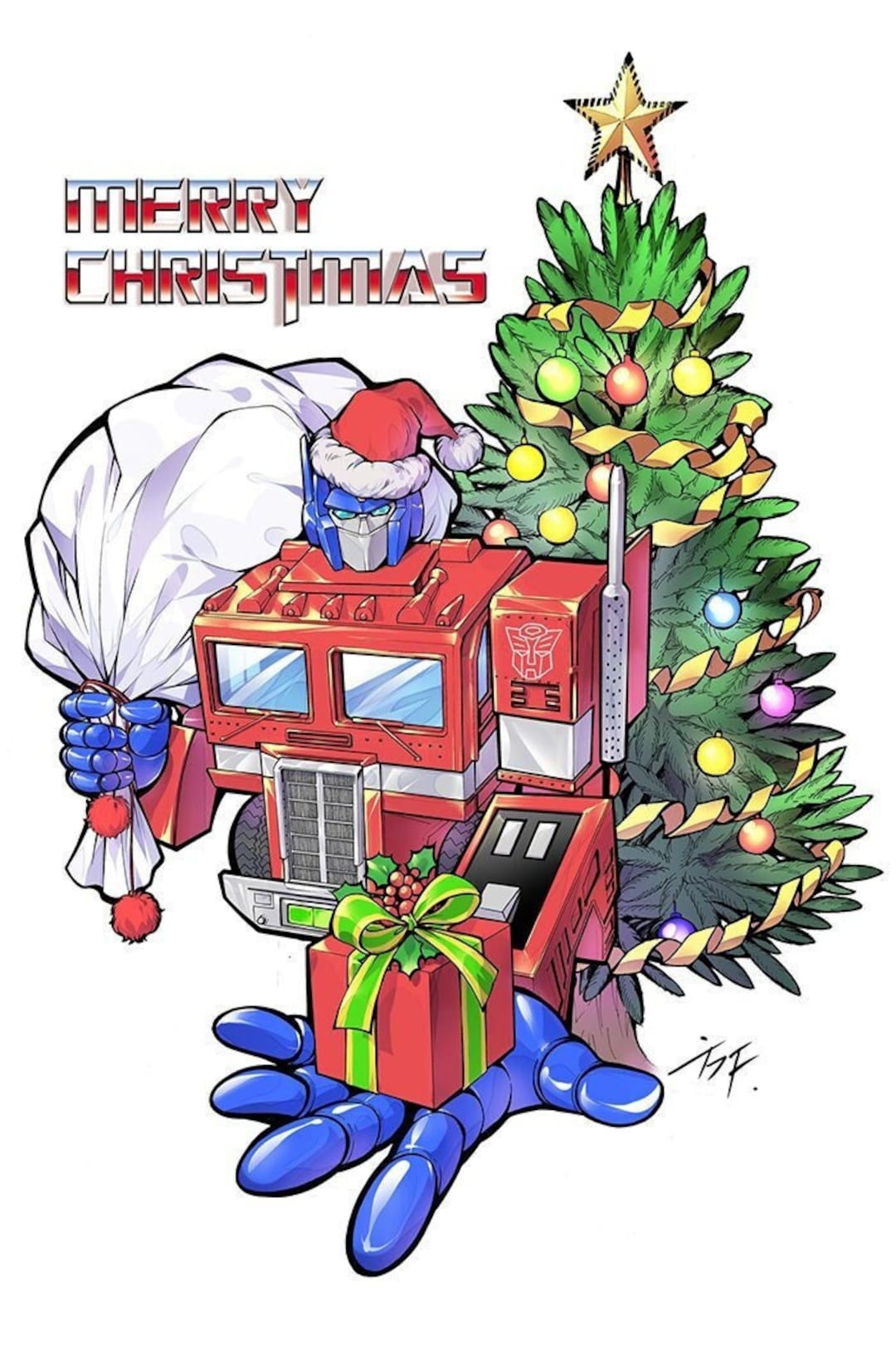 Transformer Optimus Prime Christmas (signed Mini Print Transformer Optimus Prime Christmas (signed Mini Print