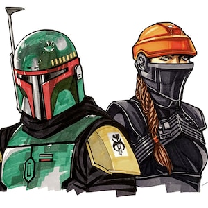 Boba Fett & Fennec Shand (Artist signed mini print）