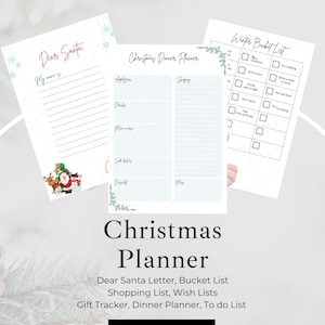 Planificador de Navidad imprimible, Planificador de vacaciones, Lista de deseos de invierno, Querido Papá Noel, Planificador de comidas, Presupuesto de Navidad, Planificador de regalos, Lista de deseos para hacer