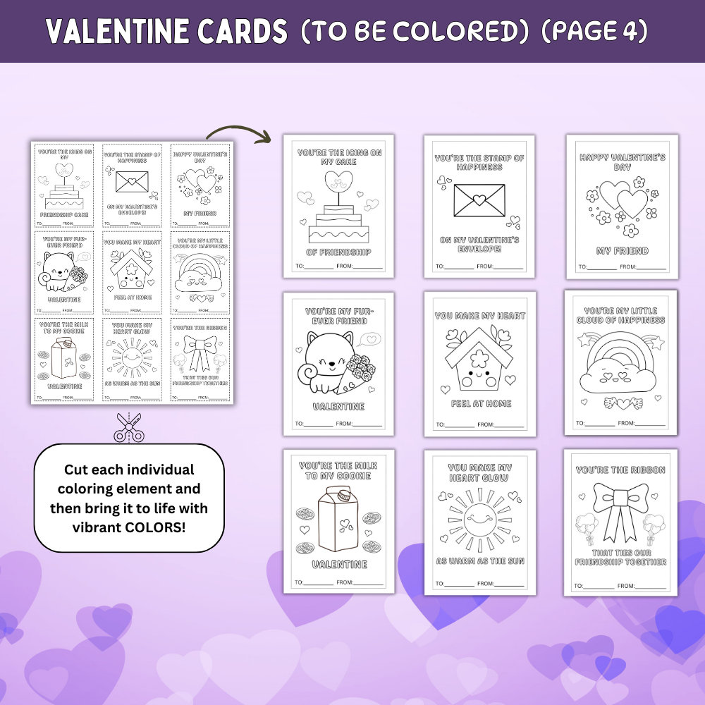 Printable Valentine's Day Coloring Cards for Kids: Classroom Exchange ...