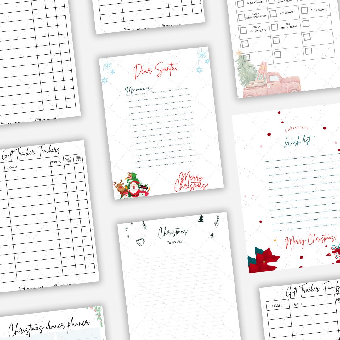 Christmas Planner Printable Holiday Planner Winter Bucket Etsy