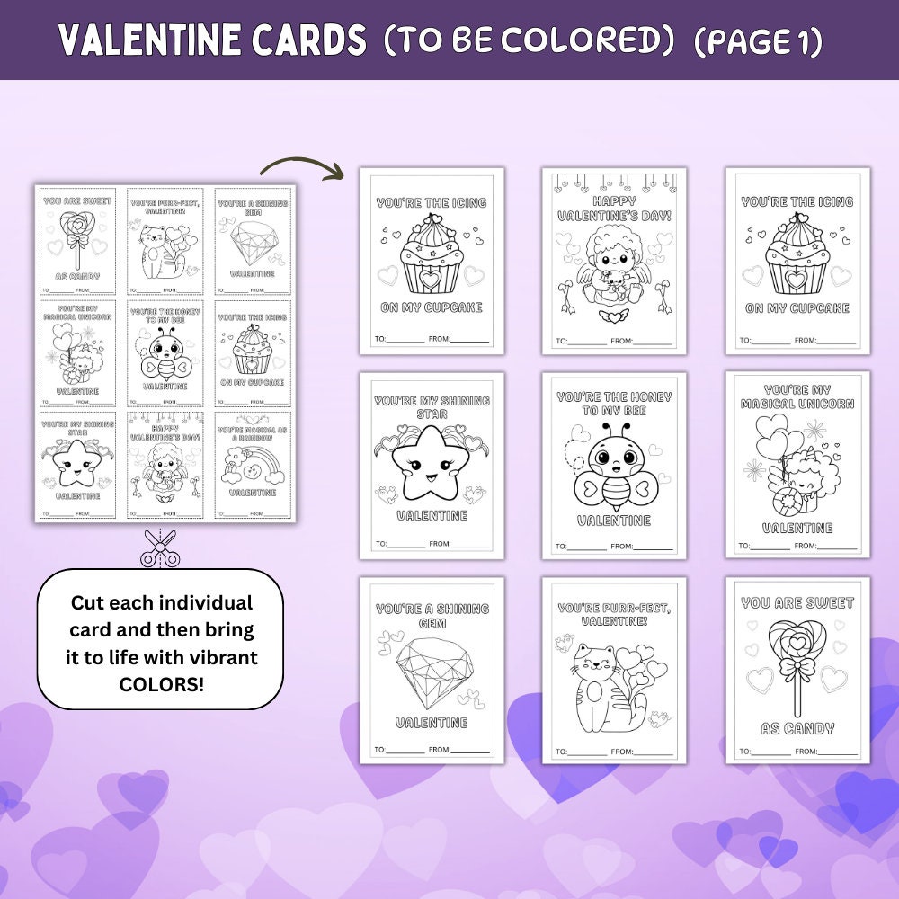 Printable Valentine's Day Coloring Cards for Kids: Classroom Exchange ...