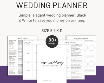 Planificador de bodas completo: Plantilla imprimible para gestión de eventos (descarga digital) Tamaño 8,5 x 11