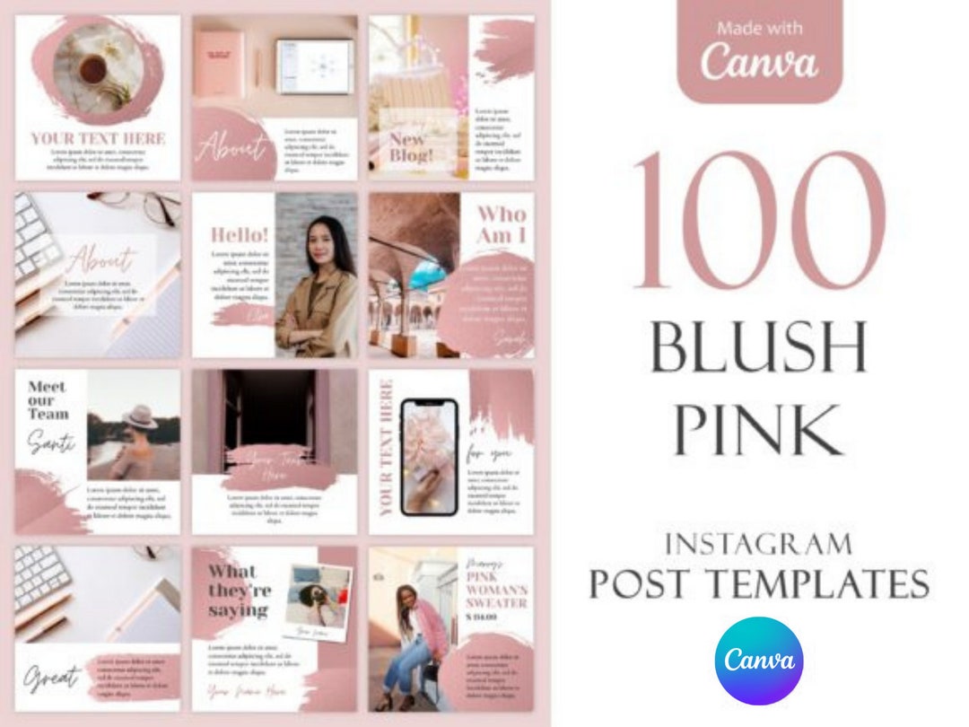 Blush Pink Instagram Post Canva Templates: Social Media (digital ...