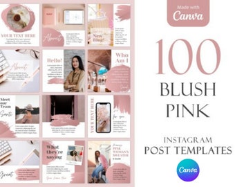 Blush Pink Instagram Post Canva Templates: Social Media (Digital Download)