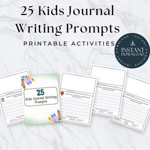 25 Kids Journal Writing Prompts | Fun Creative Writing Ideas for Kids | Digital Download | Printable Journal Prompts | Writing for Children