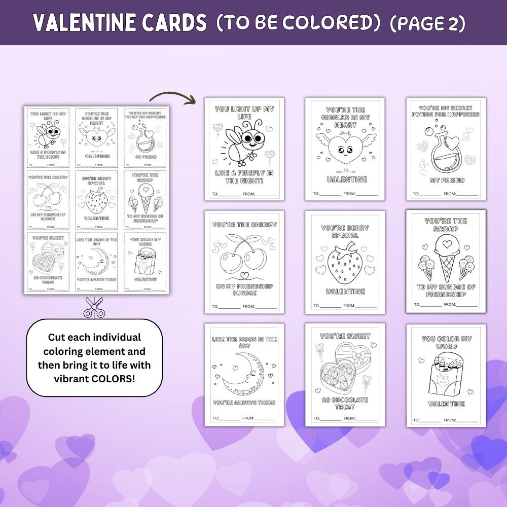 Printable Valentine's Day Coloring Cards for Kids: Classroom Exchange ...