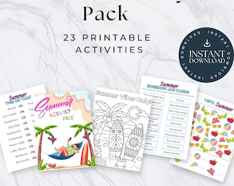 Summer Kids Activity Pack: 23-Page Puzzles, Coloring, Games (PDF Download)