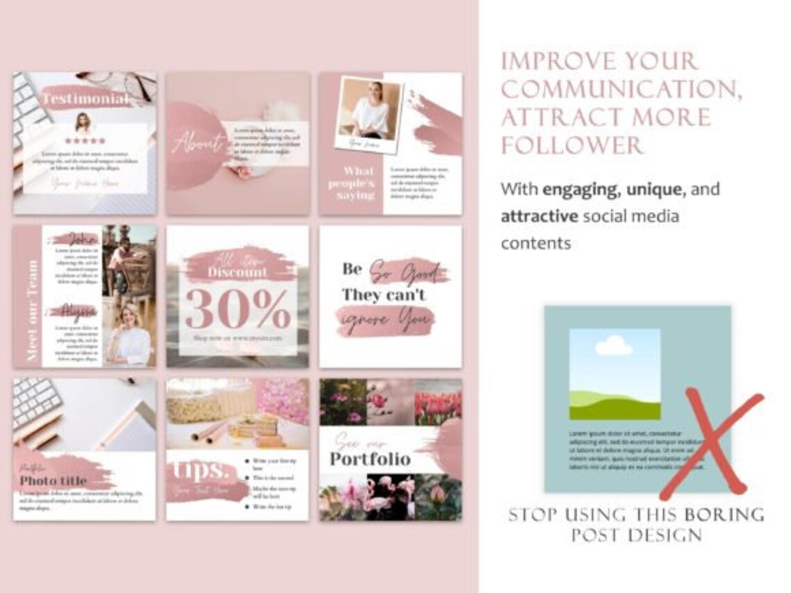 Blush Pink Instagram Post Canva Templates: Social Media (digital ...