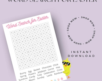 Jeu de Recherche de Mots de Pâques à imprimer pour enfants | Activité amusante des Fêtes | Encre minimale | Téléchargement numérique