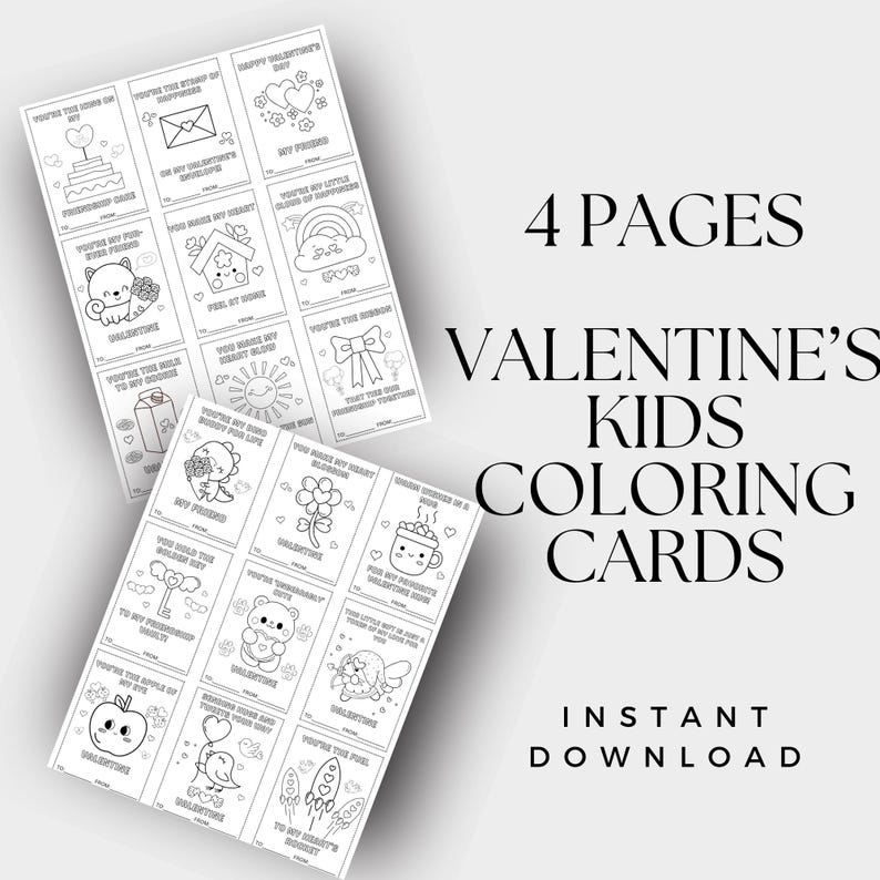 Printable Valentine's Day Coloring Cards for Kids: Classroom Exchange ...