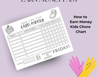 Teach Responsibility, Money Management with our Kids Chore Chart | Fun & Interactive | Instant Download
