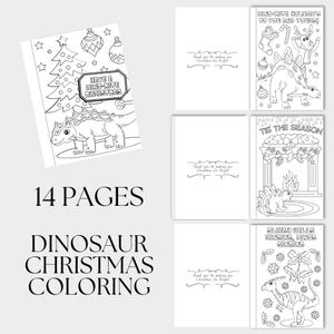 Faça Este Natal Extra Especial Com Nossos Divertidos Cartões de Dinossauros para Colorir para Crianças! Download Instantâneo