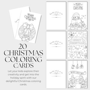 Machen Sie dieses Weihnachten zu etwas ganz Besonderem mit unseren lustigen Ausmalkarten für Kinder! Instant Download 20 Seiten