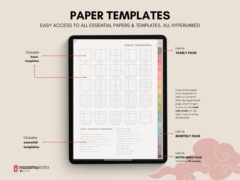 2024 Digital Planner Notebook 50 Subject Hobo Japanese Multipurpose Minimalist ADHD Journal Hyperlinked PDF Goodnotes Notability Portrait image 7