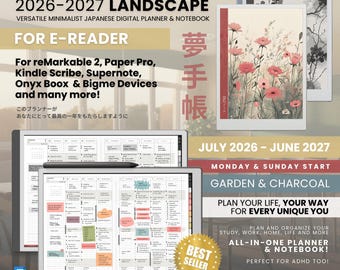 Academic Digital Planner 2026-2027 ADHD Landscape Midyear Notebook for Students & Teachers | Remarkable Kindle Scribe Supernote Boox Bigme