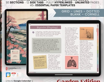 Digital Notebook Landscape v1 50 Subject 12 Tab Multipurpose Minimalist Bullet ADHD Journal Hyperlinked PDF Goodnotes Penly Notability
