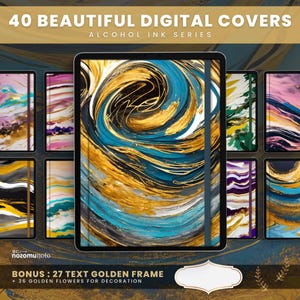 Digital Covers Alcohol Ink Text Frame Flower Widget Goodnotes Notability Penly Noteshelf Zinnia Journal Planner Notebook Companion