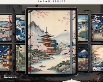 Digital Covers Japan Beautiful Illustrated Text Frame Widget Goodnotes Notability Penly Noteshelf Zinnia Journal Planner Notebook Companion