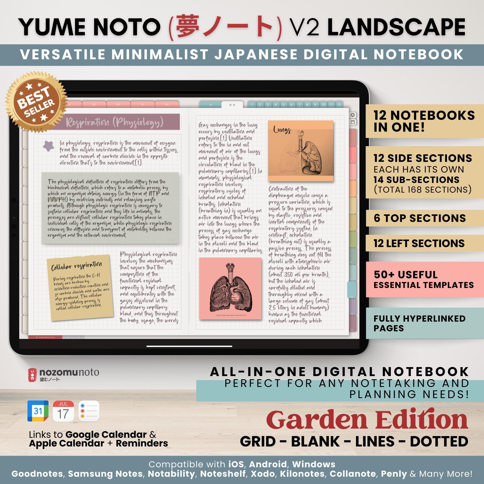 Digital Notebook Landscape All in One 12 Tab 168 Subject
