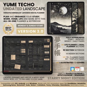 Undated Digital Planner Landscape ADHD Minimalist Japanese All in One Template GoodNotes Notability Android Samsung Simple Daily Journal PDF