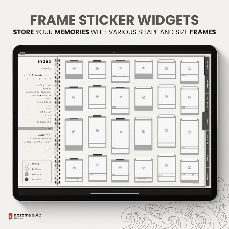 Ultimate Digital Stickers Stickerbook Widget NozomuNoto Japanese Multipurpose Minimalist Calendar ADHD Bullet Journal png Goodnotes Notability Android Tablet iPad finance work study travel health Noteshelf Samsung Xodo