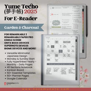Digital Planner 2025 Remarkable Supernote Boox Bigme Kindle Scribe ADHD Minimalist Japanese All in One Kobo Pocketbook Daily Journal PDF
