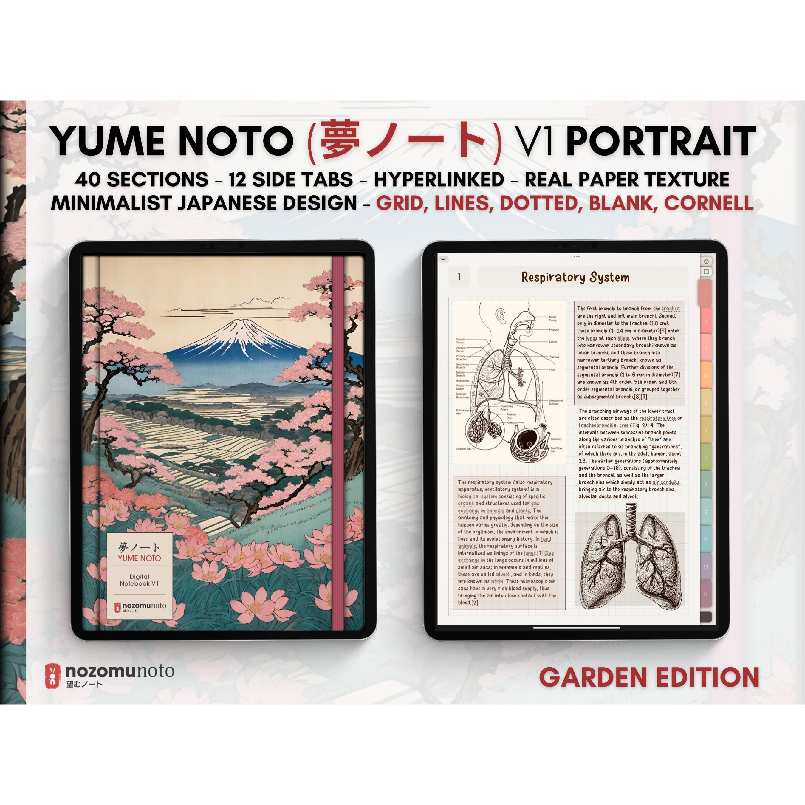 Digital Notebook V1 Portrait 40 Subject 12 Side Tab Multipurpose Minimalist Bullet ADHD Journal Hyperlinked PDF Goodnotes Notability Cornell