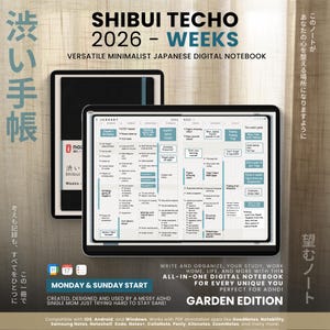 Digital Planner 2026 Landscape ADHD Minimalist Japanese All in One Template GoodNotes Notability Android Samsung Simple Weekly Journal PDF