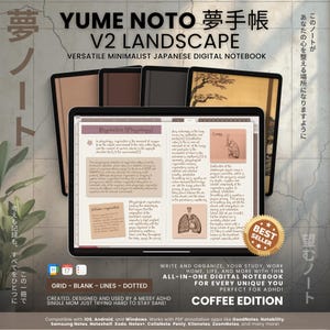 Digital Notebook Landscape All in One 12 Tab 168 Subject Multipurpose Minimalist ADHD Journal Hyperlinked PDF Goodnotes