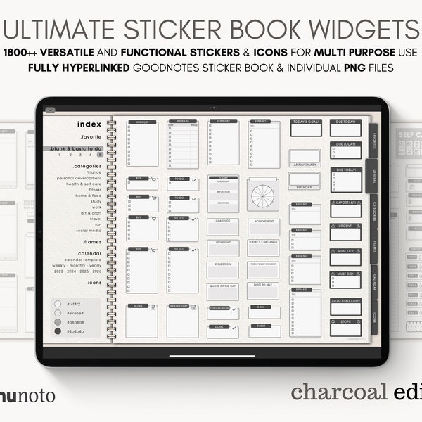 Ultimate Digital Sticker Book Widget Goodnotes Planner Companion Icon Work Study Travel ADHD Minimalist Journal Hyperlinked