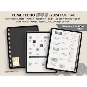2024 Digital Planner Notebook 50 Subject Hobo Japanese Multipurpose Minimalist ADHD Journal Hyperlinked PDF Goodnotes Notability Portrait