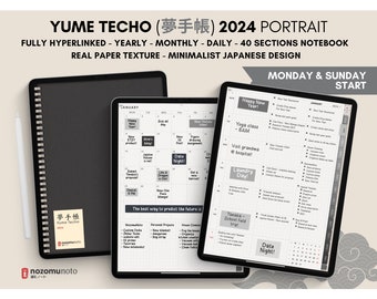 2024 Digital Planner Notebook 50 Subject Hobo Japanese Multipurpose Minimalist ADHD Journal Hyperlinked PDF Goodnotes Notability Portrait